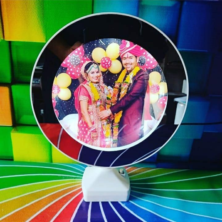 Round shape Magic Mirror Photo Frame with LED light