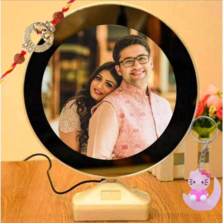 Round shape Magic Mirror Photo Frame with LED light