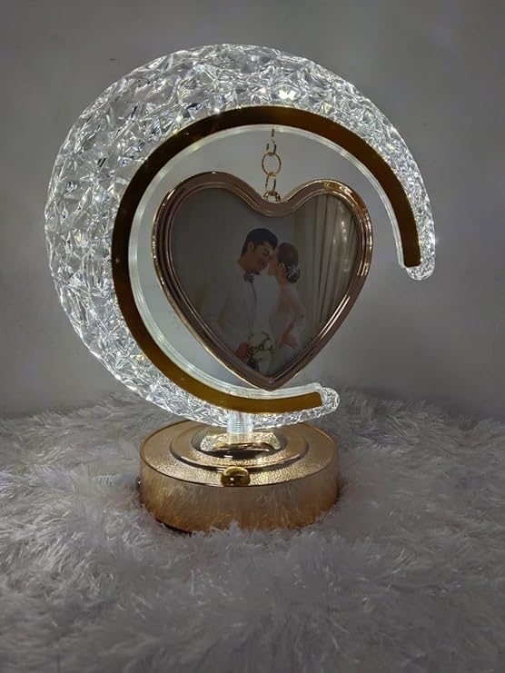 Amazing Print & Design Personalized Picture LED Magic Mirror Photo Frame Tabletop For Gifting to Your Loved One (Moon)