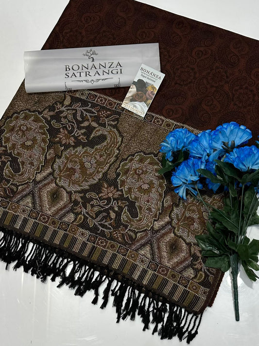 BONANZA SATRANGI PREMIUM KASHMIRI JACQUARD PASHMINA LADIES WOOL SHAWL