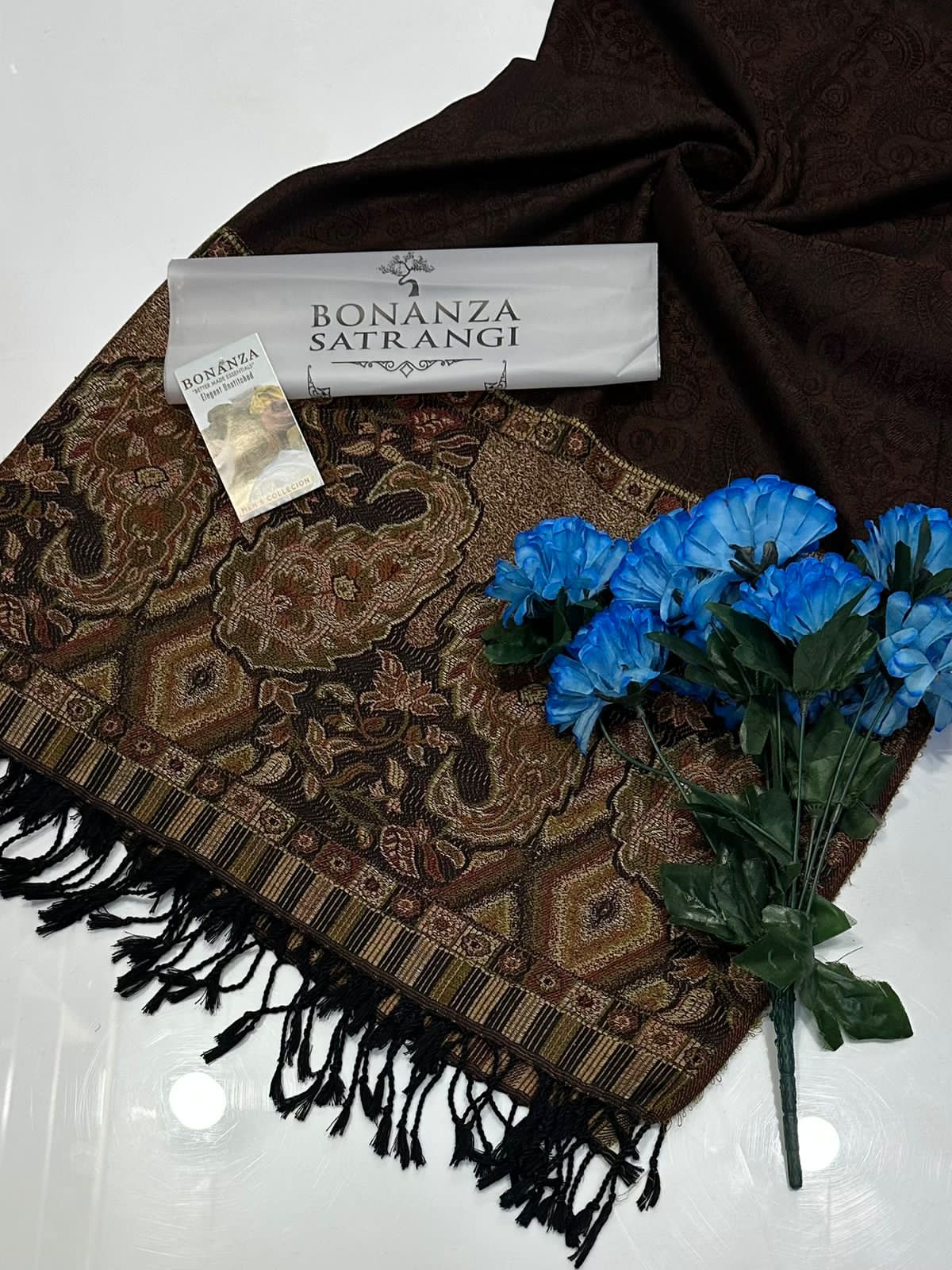BONANZA SATRANGI PREMIUM KASHMIRI JACQUARD PASHMINA LADIES WOOL SHAWL