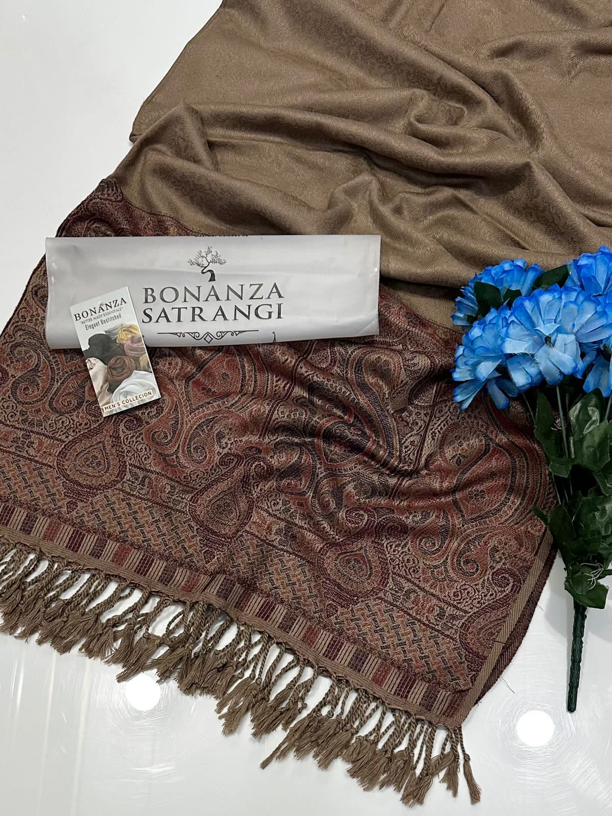 BONANZA SATRANGI PREMIUM KASHMIRI JACQUARD PASHMINA LADIES WOOL SHAWL