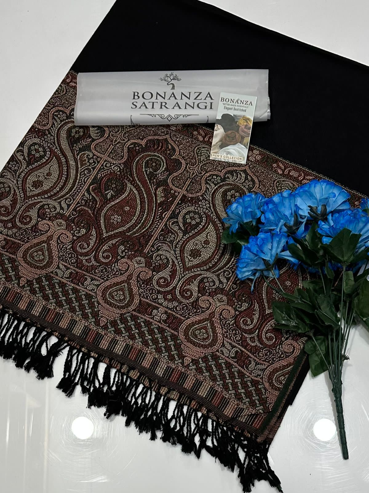 BONANZA SATRANGI PREMIUM KASHMIRI JACQUARD PASHMINA LADIES WOOL SHAWL