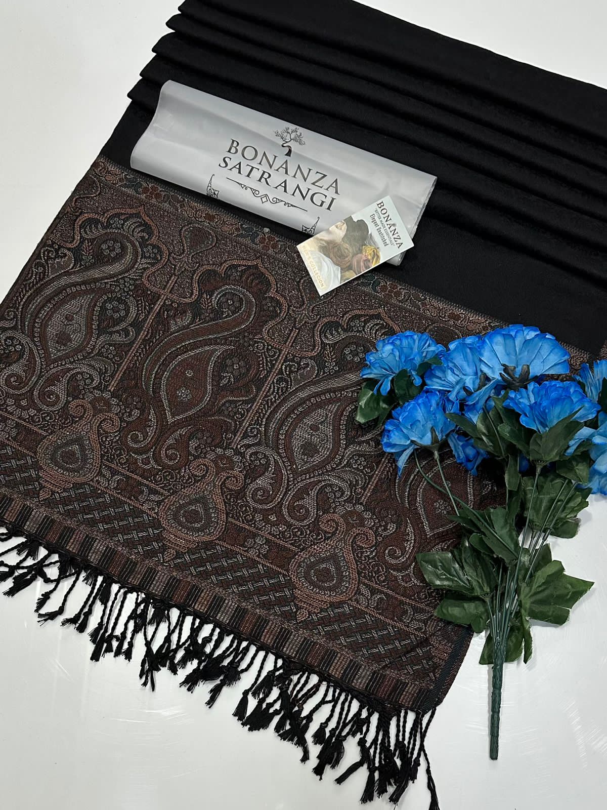 BONANZA SATRANGI PREMIUM KASHMIRI JACQUARD PASHMINA LADIES WOOL SHAWL