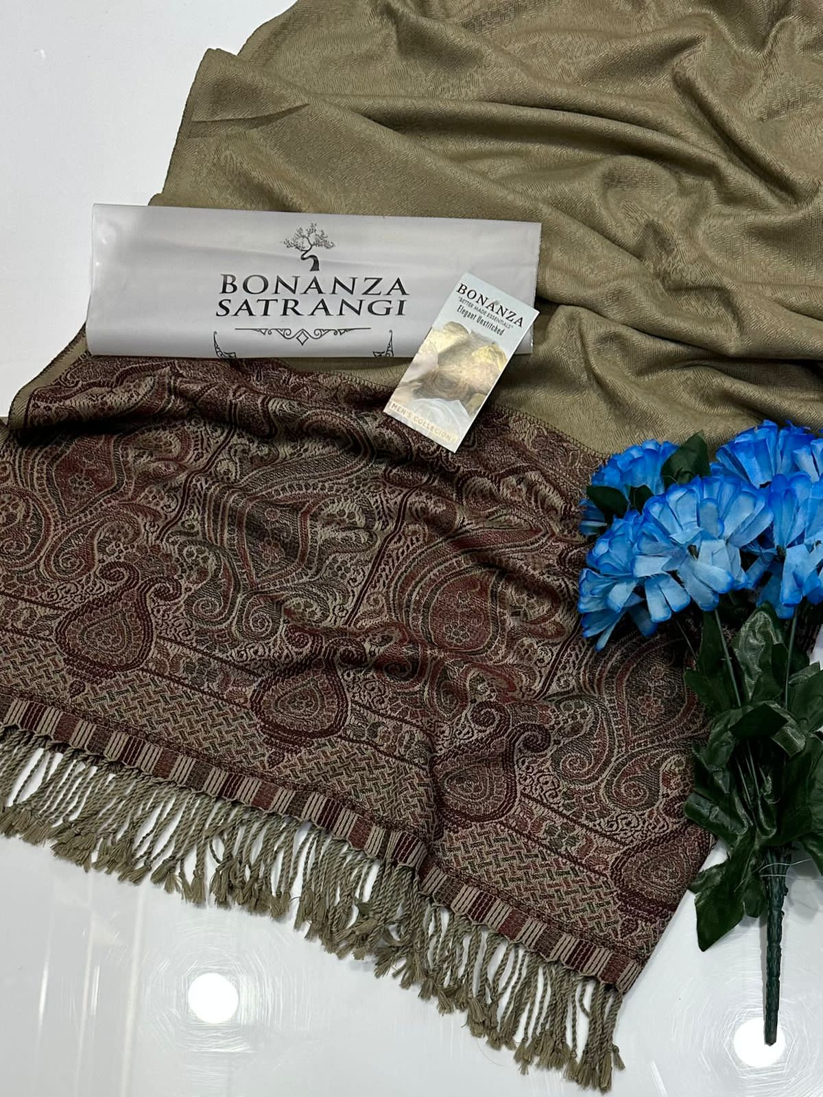 BONANZA SATRANGI PREMIUM KASHMIRI JACQUARD PASHMINA LADIES WOOL SHAWL
