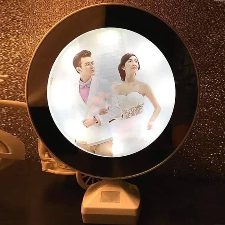 Round shape Magic Mirror Photo Frame with LED light