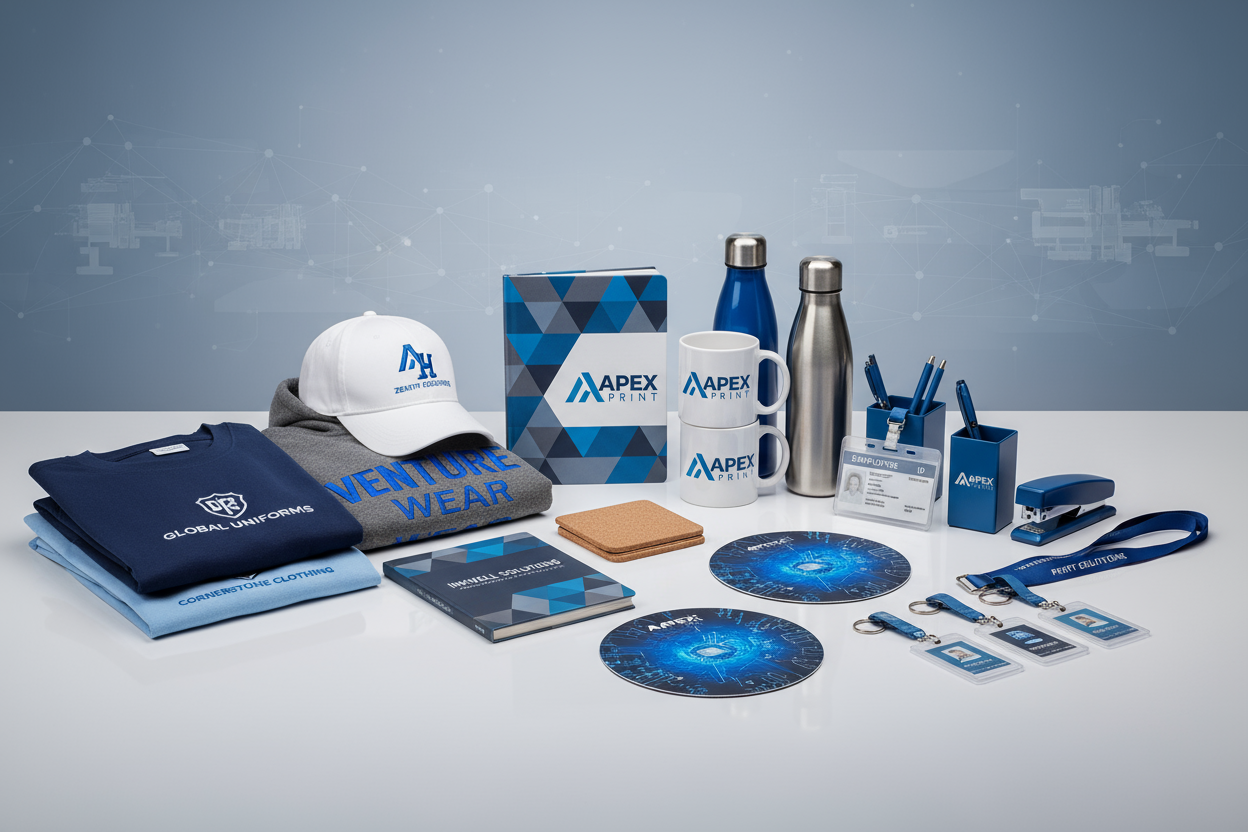 make About US  picture in HD and We offer a wide range of sublimation and corporate printing products, crafted to support branding, promotions, corporate identity, employee recognition, and institutional needs.
Our Core Products Include:
•	Corporate Branded Merchandise
Mugs, Bottles, Notebooks, Coasters, Mousepads & Desk Accessories
•	Apparel & Uniforms
Custom T-Shirts, Hoodies, Caps, Polo Shirts & Event Wear
•	Business & Institutional Supplies
Office ID Cards, School ID Cards, Lanyards & Keychains
•	Corpor